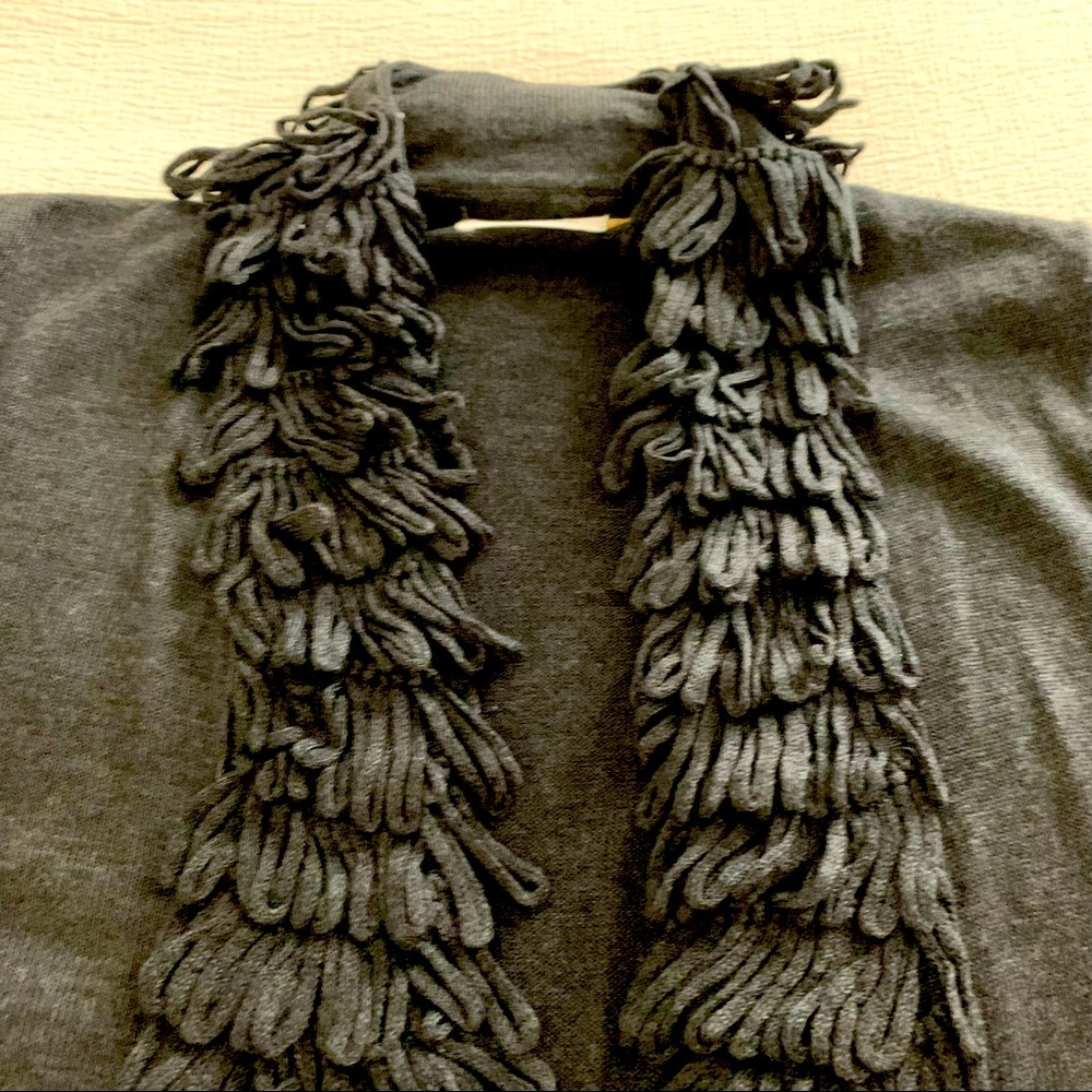 Calvin Klein Cardigan Sweater Womens Small Loop Fringe Open Front Charcoal Grey - Picture 5 of 8